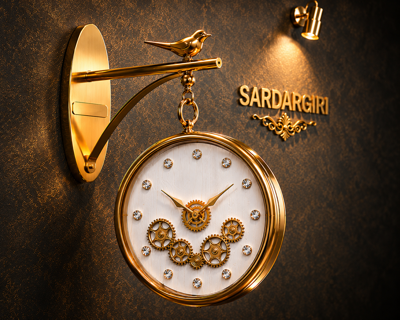 Luxury Golden Bird Mechanical Wall Clock